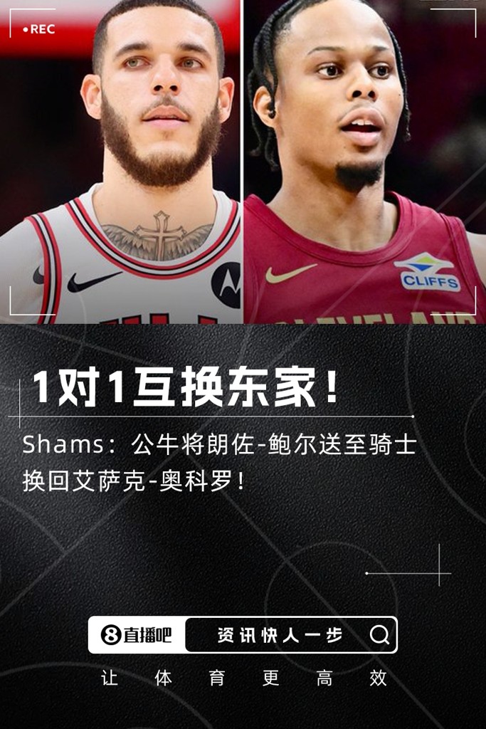 1对1互换东家Shams：公牛将朗佐-鲍尔送至骑士换回奥科罗！